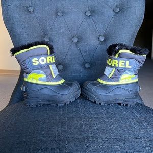 Sorel Snow Boots - Toddler USA Size 6 - Gray Black & Yellow